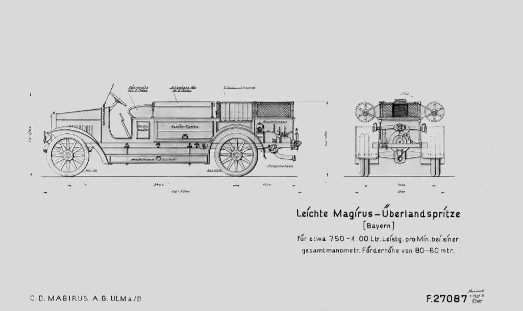 Zeichnung Magirus Kraftfahrspritze